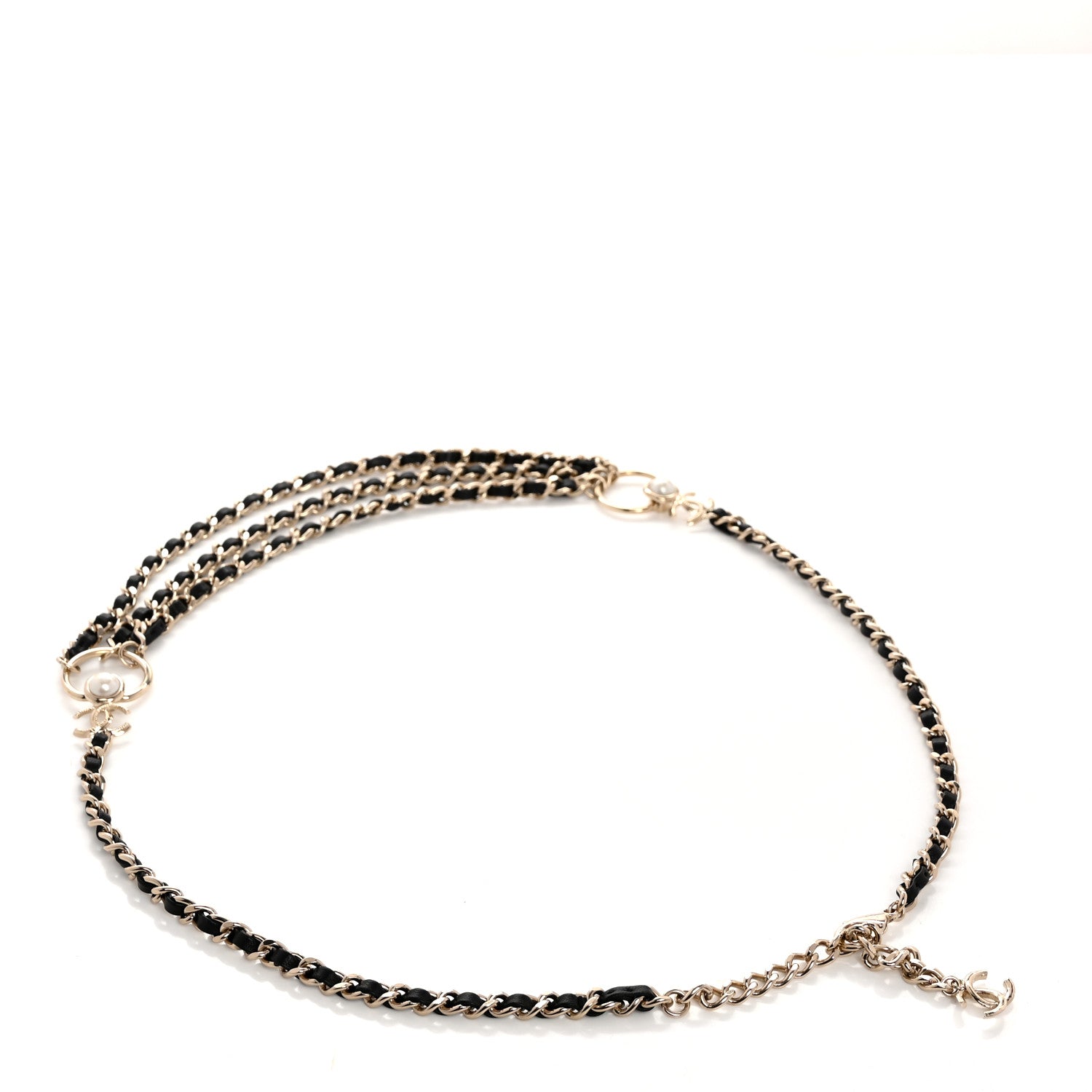 Chanel Lambskin CC Chain 85 Belt Black Gold Pearly White 2 of 5