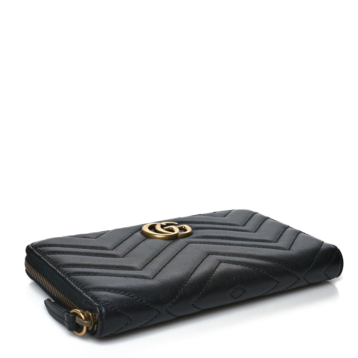 Calfskin Matelasse GG Marmont Zip Around Organizer Wallet Black