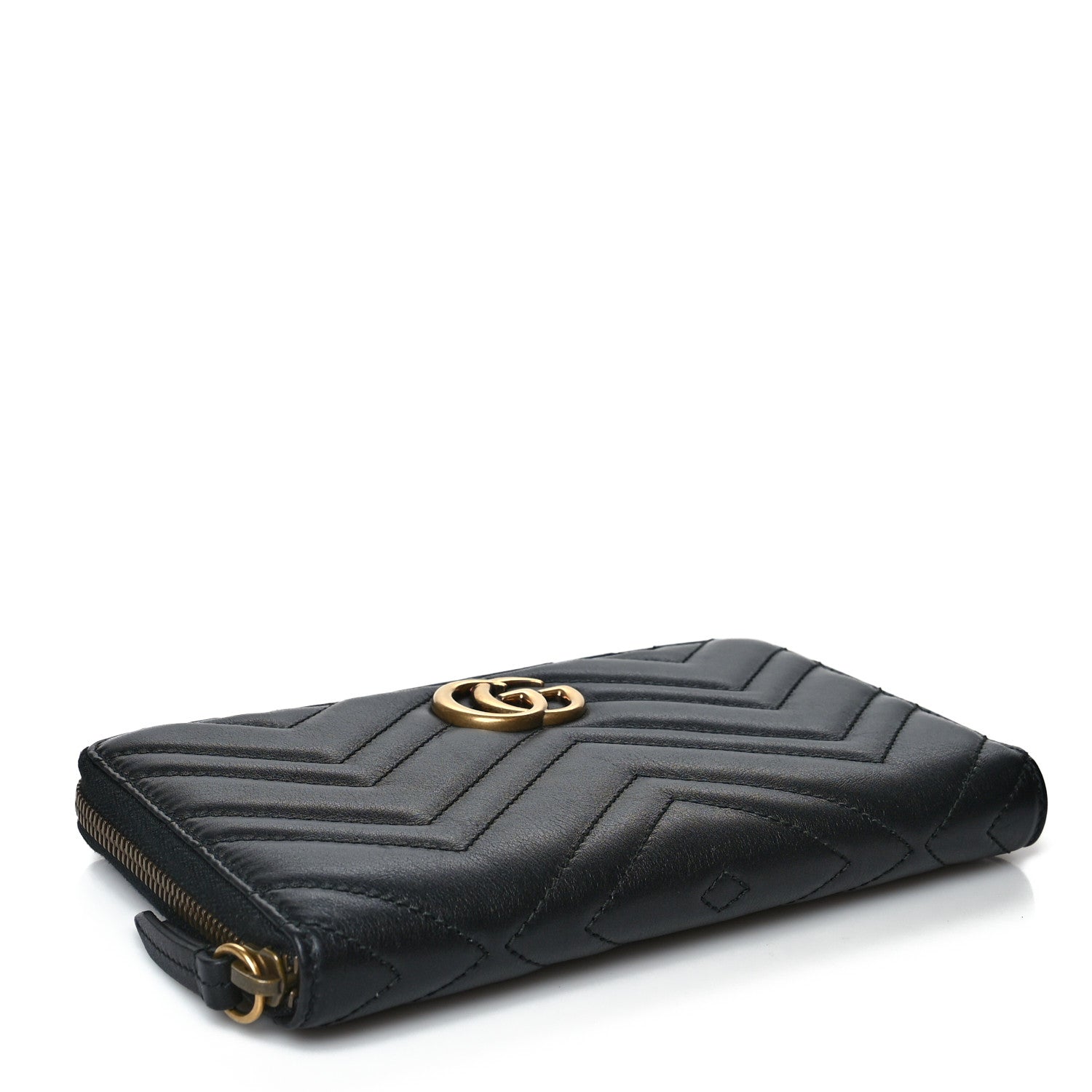 Gucci Calfskin Matelasse GG Marmont Zip Around Organizer Wallet Black 4 of 8