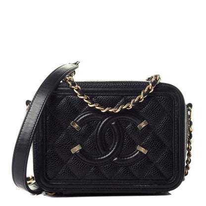 Chanel Caviar Quilted CC Filigree Vanity Clutch With Chain Black 1 of 11
