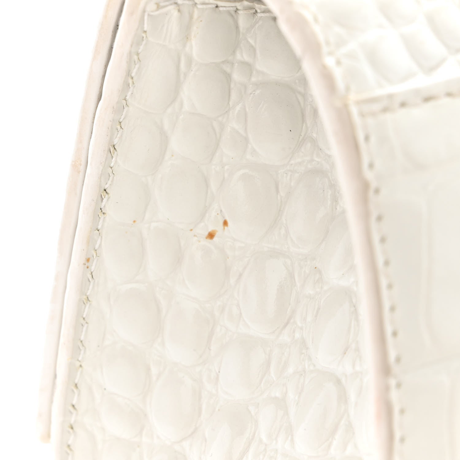 Balenciaga Shiny Calfskin Crocodile Embossed Hourglass Top Handle Bag XS White 19 of 19