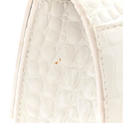 Balenciaga Shiny Calfskin Crocodile Embossed Hourglass Top Handle Bag XS White 19 of 19