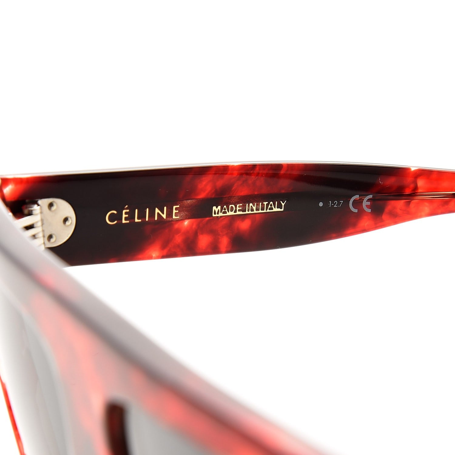 Celine Acetate Aviator Sunglasses CL 40001 Striped Red Havana 5 of 7