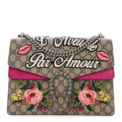 Gucci GG Supreme Monogram L'Aveugle Par Amour Embroidered Medium Dionysus Shoulder Bag Multicolor 1 of 12
