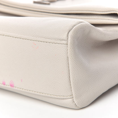 Saint Laurent Grain De Poudre Small West Hollywood Monogram Fold-Over Bag Pearl White 7 of 12
