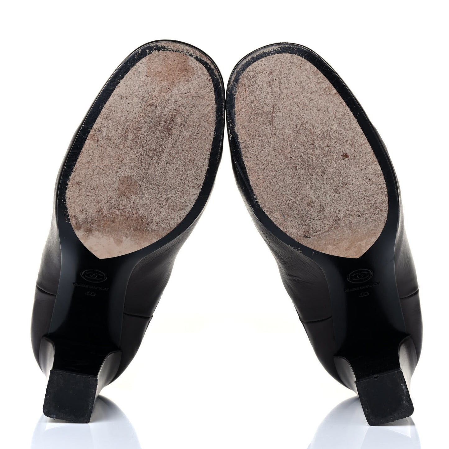 Calfskin CC Turnlock Ankle Boots 40 Brown