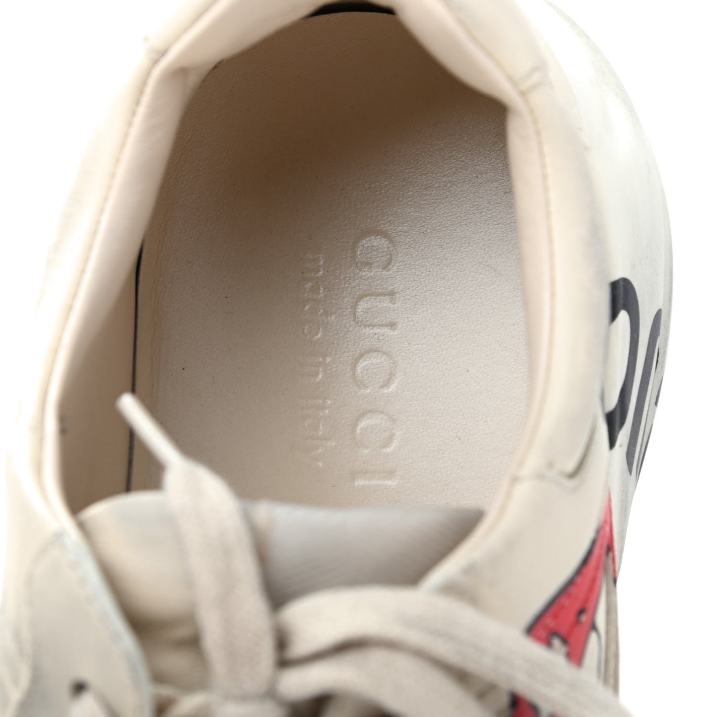 Calfskin Mouth Print Mens Rhyton Sneakers 8.5 Ivory