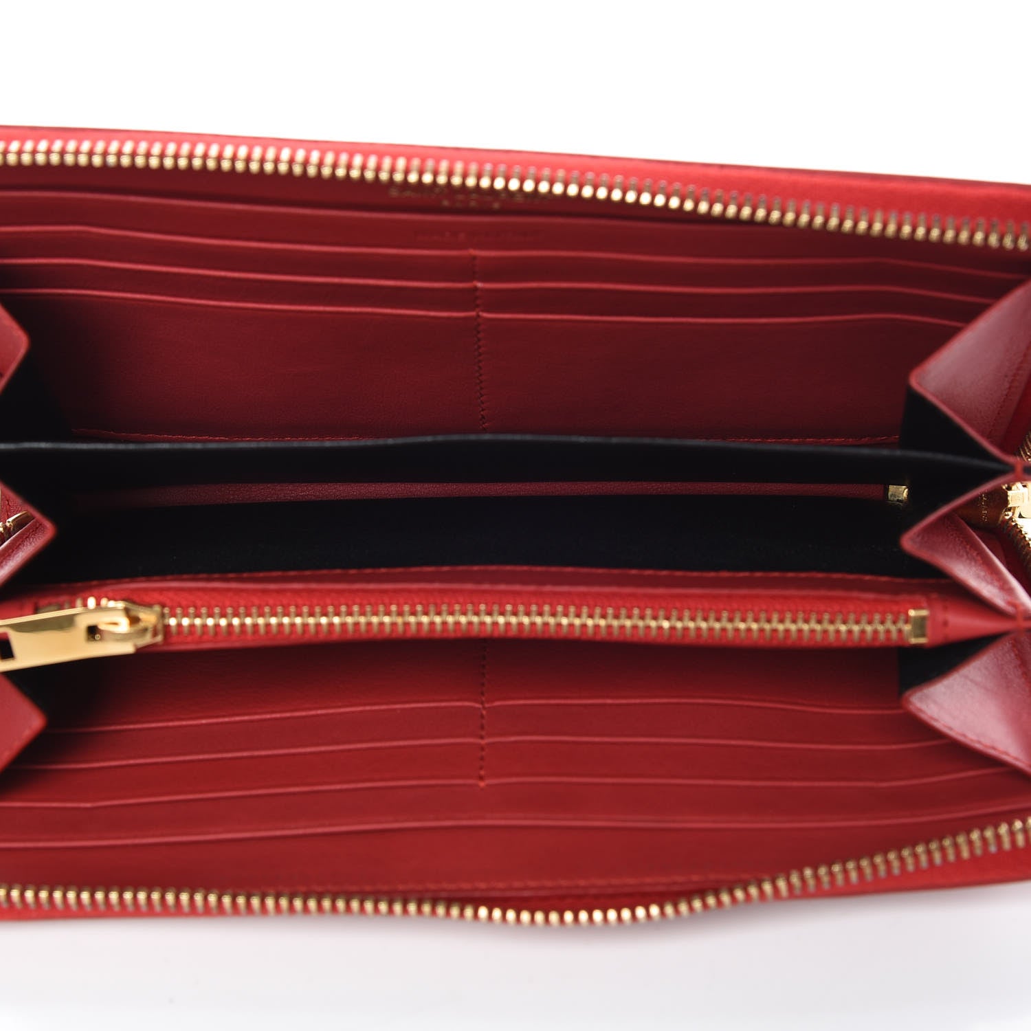 Saint Laurent Calfskin Monogram Zip Around Wallet Red 6 of 8