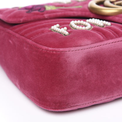 Gucci Velvet Matelasse Blind for Love Embroidered Medium GG Marmont Shoulder Bag Light Raspberry Rose Multicolor 8 of 9