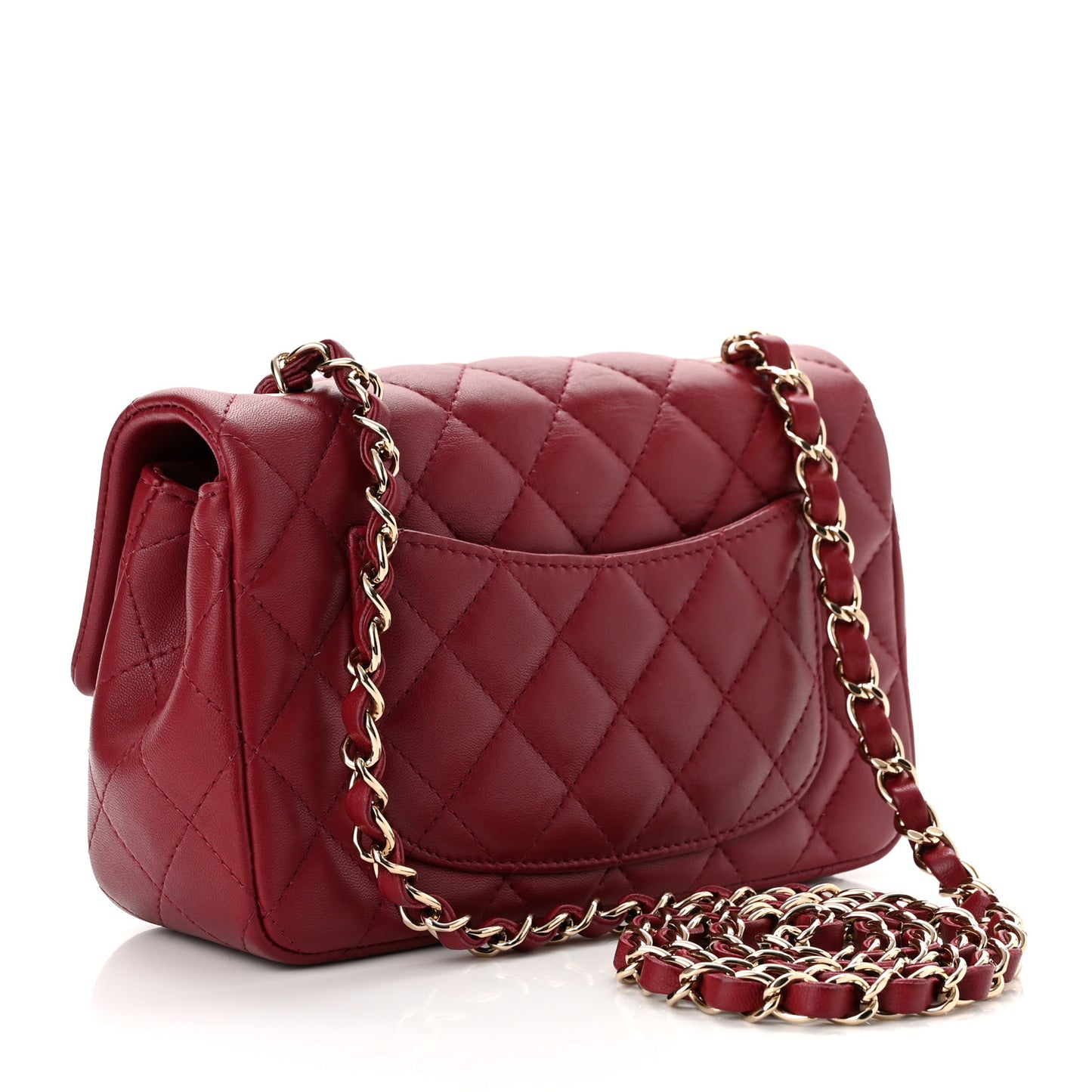 Lambskin Quilted Mini Rectangular Flap Burgundy
