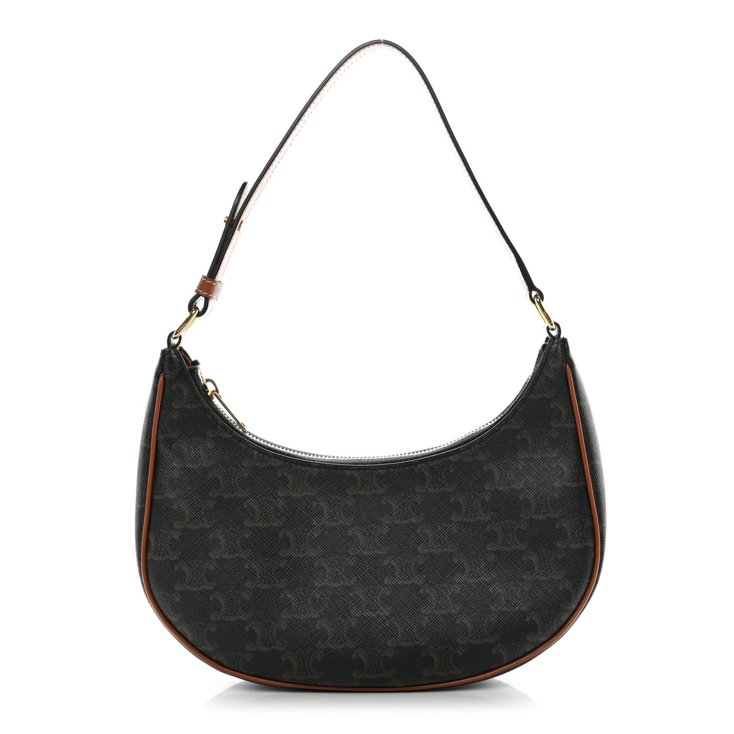 Celine Triomphe Canvas Calfskin Ava Shoulder Bag Tan 1 of 10