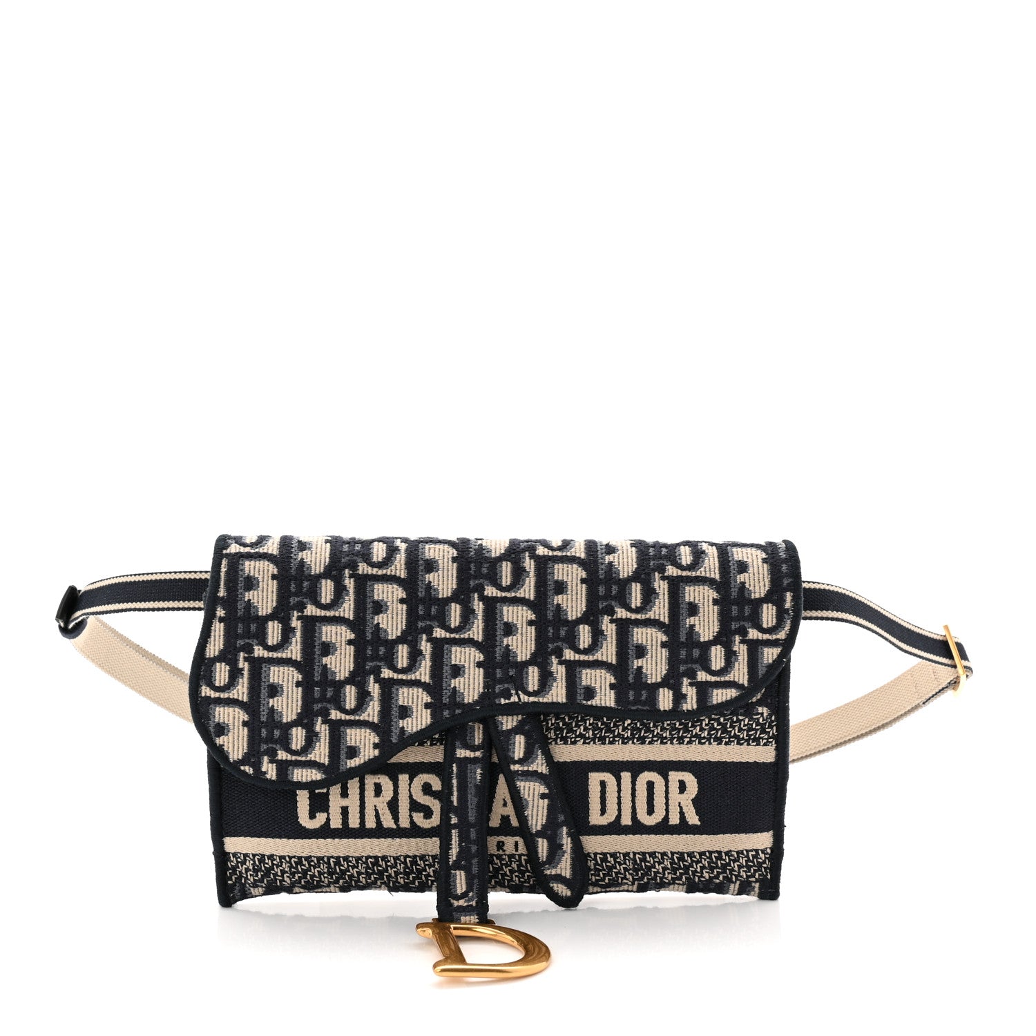 Christian Dior Oblique Slim Saddle Pouch Blue 1 of 11