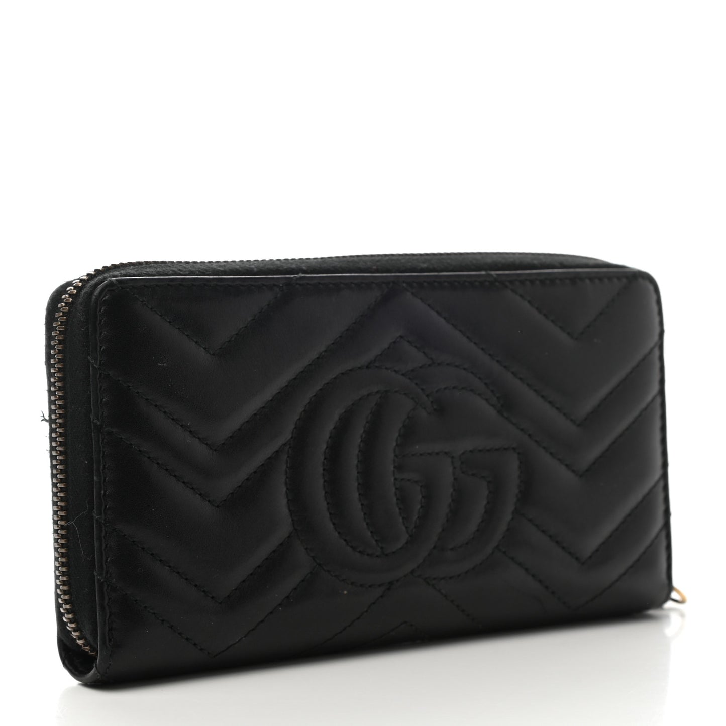 Calfskin Matelasse GG Marmont Zip Around Wallet Black