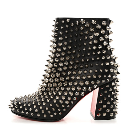Christian Louboutin Calfskin Louise Capet Spikes 85 Boots 37 Black Silver 1 of 8