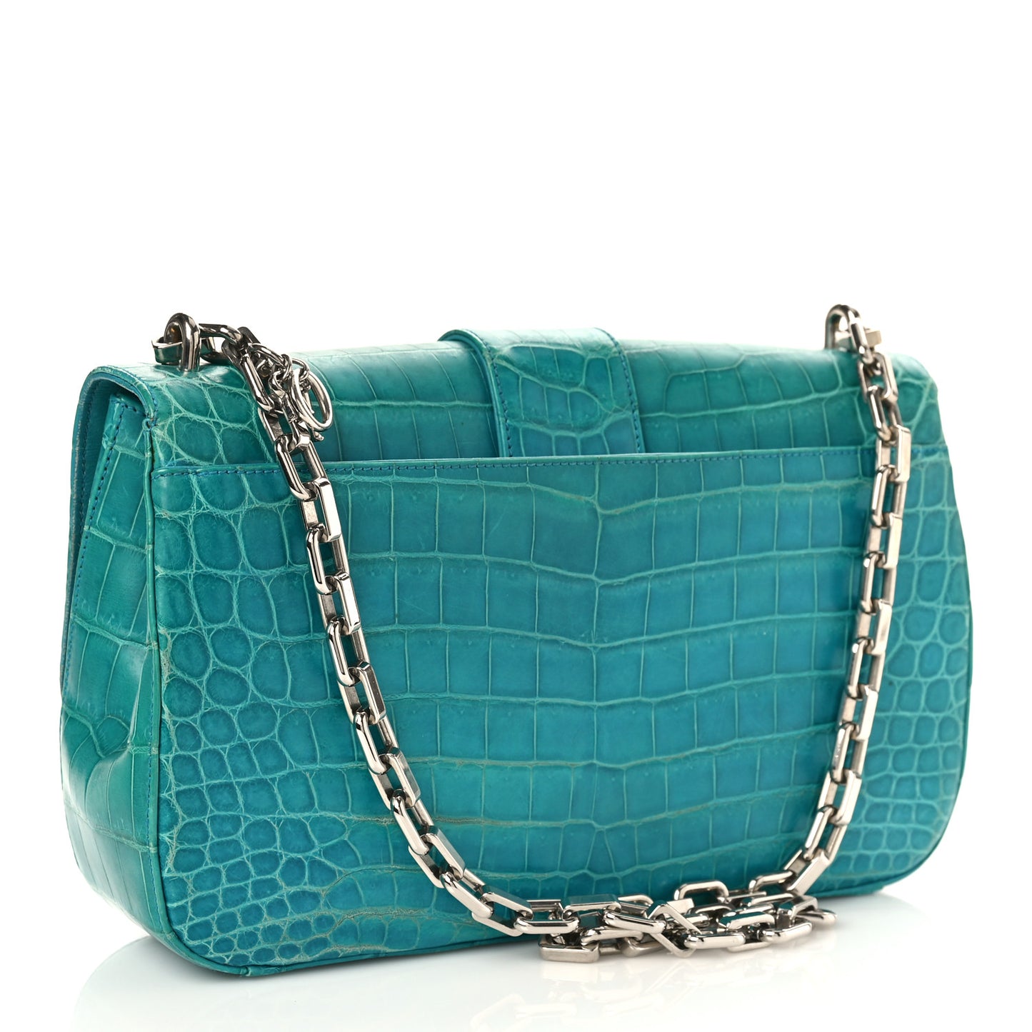 Crocodile Medium Miss Dior Flap Blue