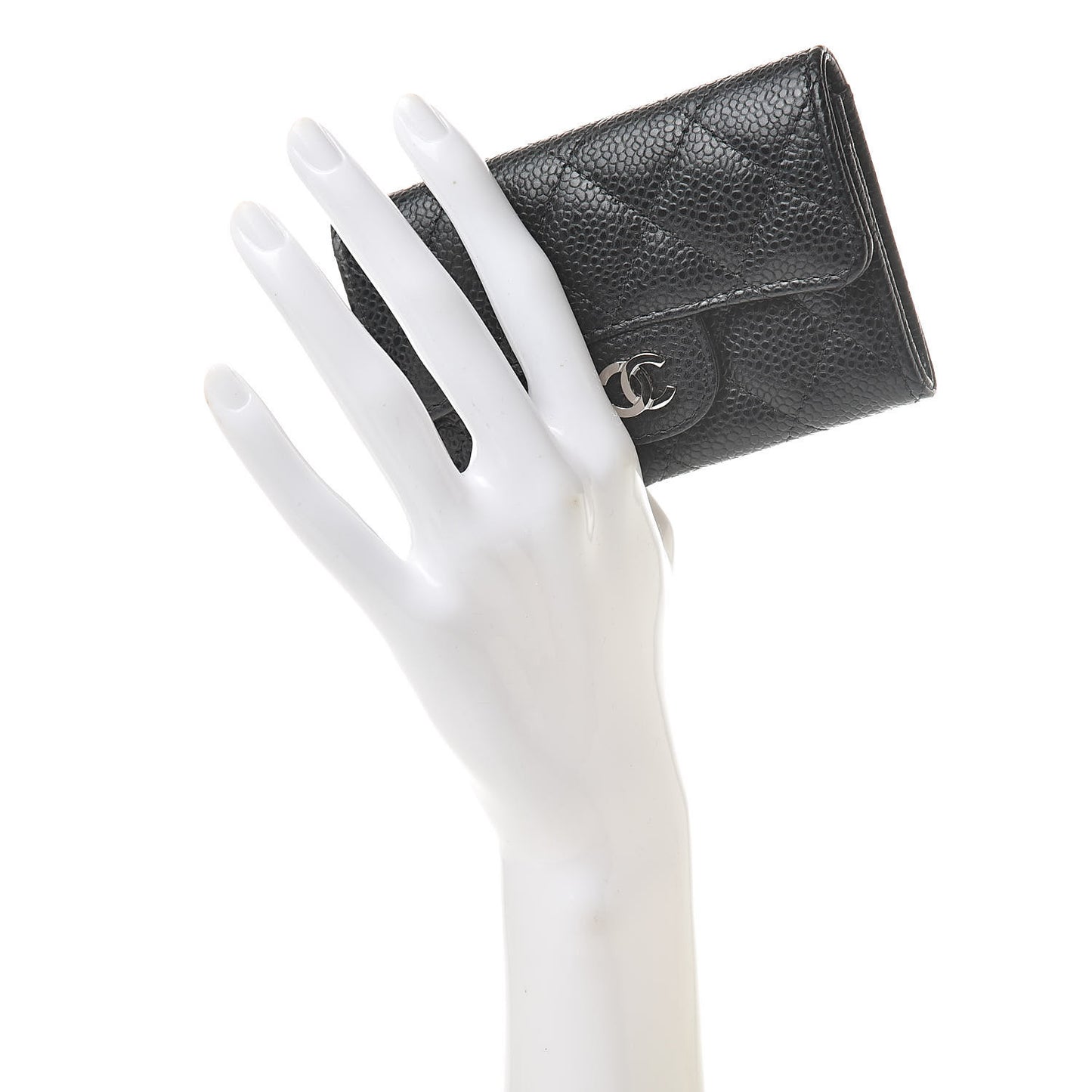 Caviar Quilted Flap Card Holder Black