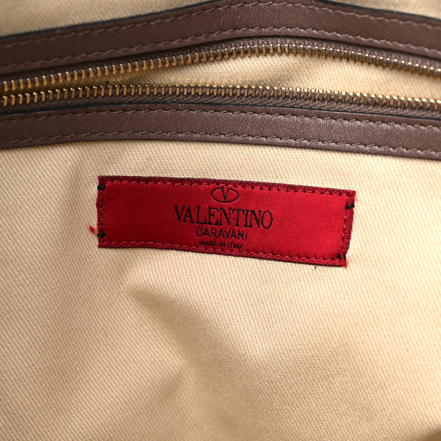 Vitello Rockstud Dome Satchel Taupe