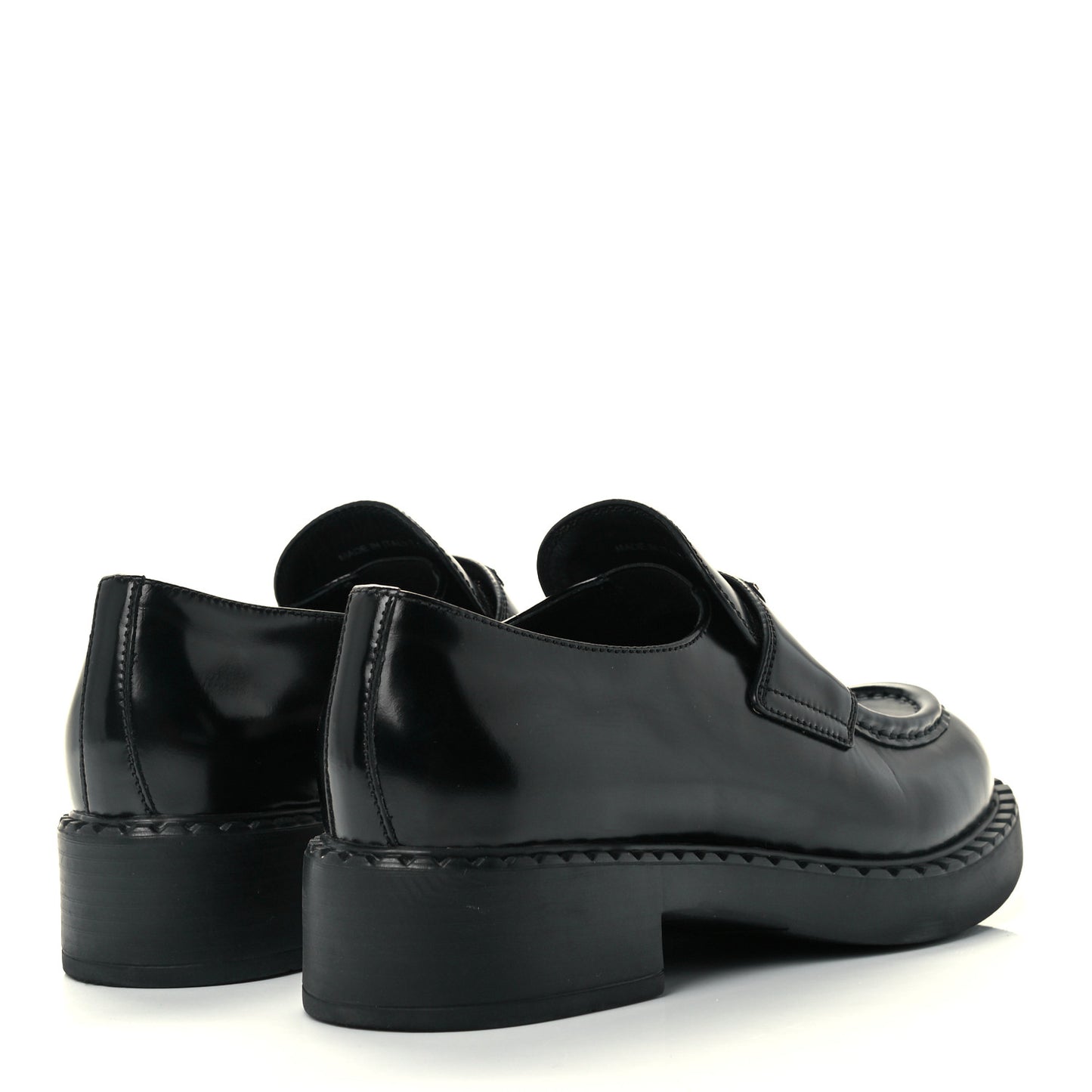 Spazzolato Metal Triangle Logo 50mm Loafers 38.5 Black