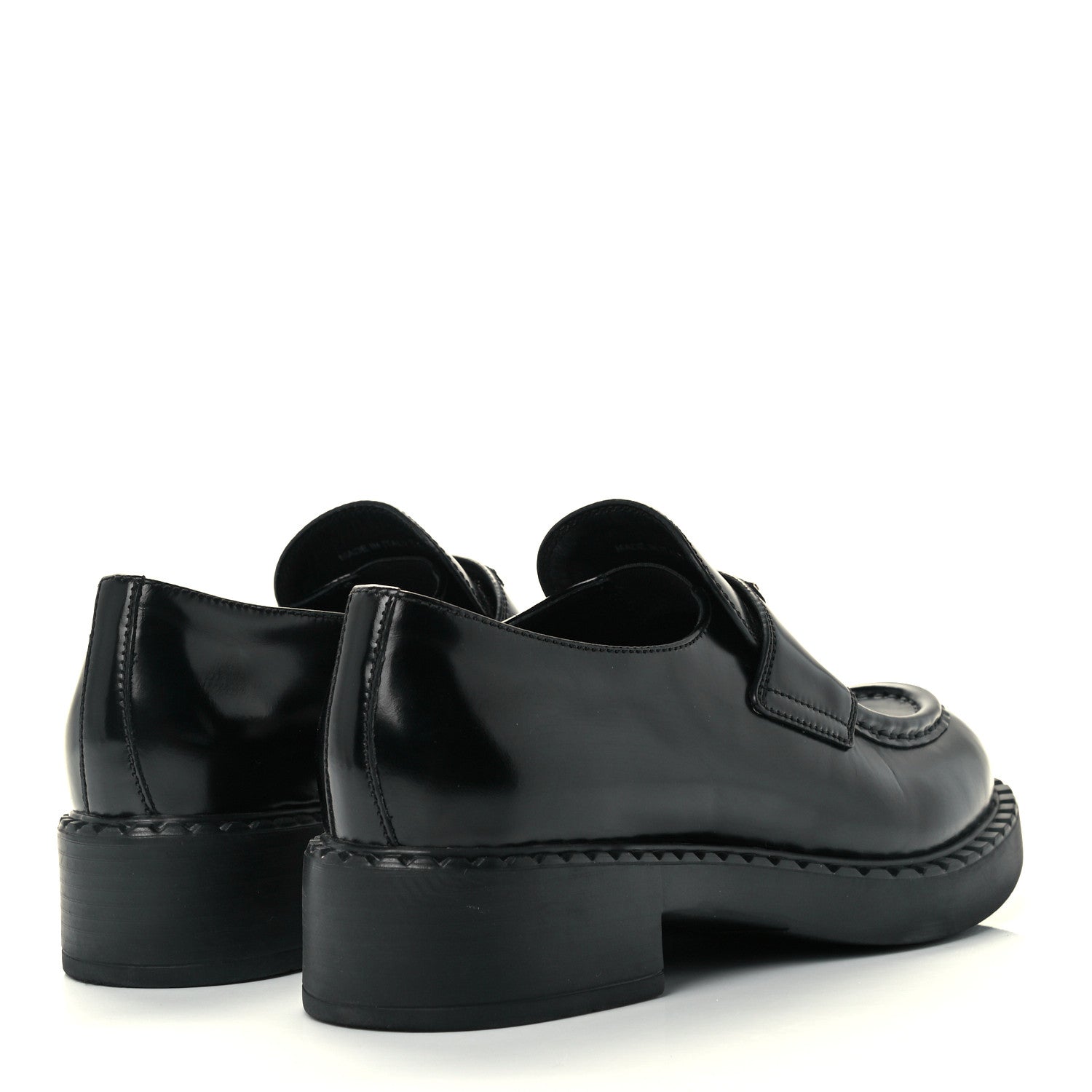 Prada Spazzolato Metal Triangle Logo 50mm Loafers 38.5 Black 4 of 11