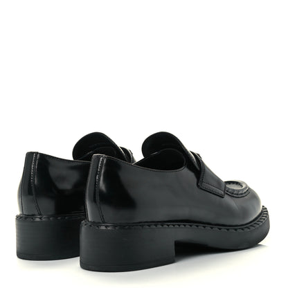 Prada Spazzolato Metal Triangle Logo 50mm Loafers 38.5 Black 4 of 11
