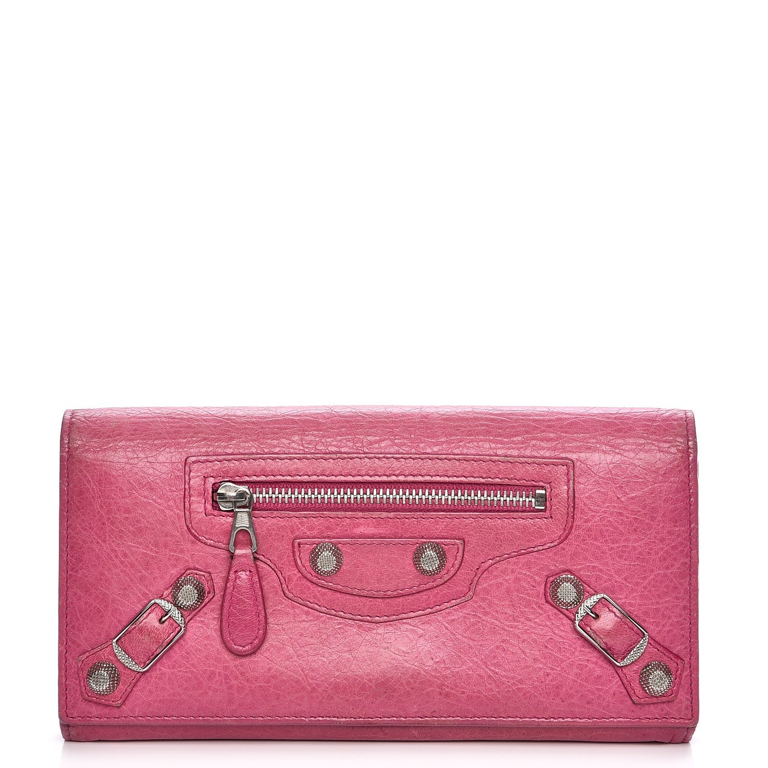 Balenciaga Agneau Giant 12 Silver Hardware Money Wallet Cyclamen 1 of 12