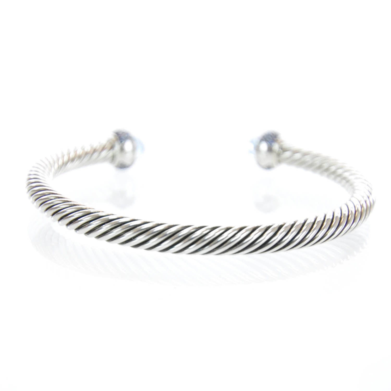 David Yurman Sterling Silver Blue Topaz Sapphire Cable Cuff 3 of 5