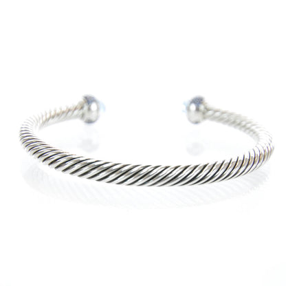 David Yurman Sterling Silver Blue Topaz Sapphire Cable Cuff 3 of 5