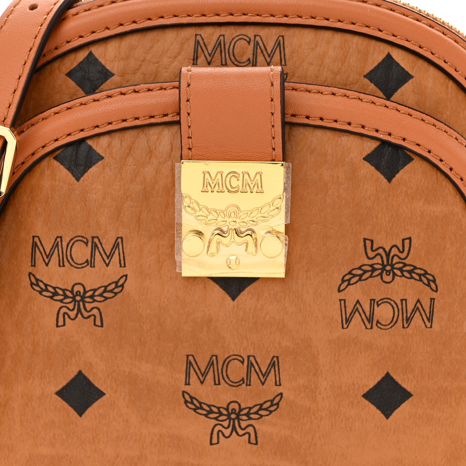 MCM Visetos Mini Anna Crossbody Bag Cognac 7 of 9