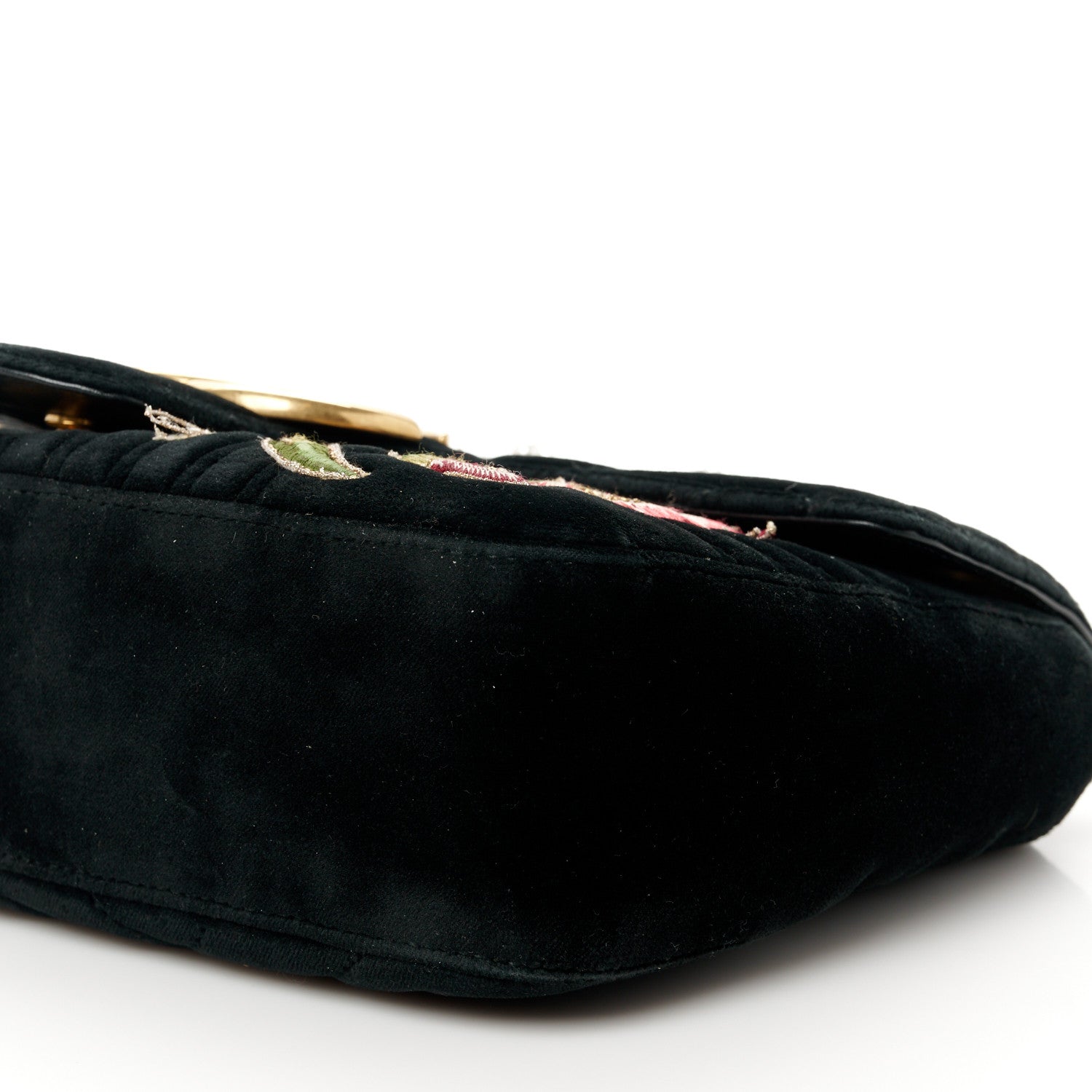 Gucci Velvet Matelasse Loved Embroidered Medium GG Marmont Shoulder Bag Black 11 of 11
