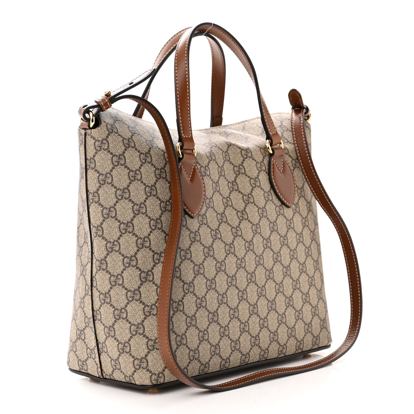 GG Supreme Monogram Linea A Foldover Tote Brown