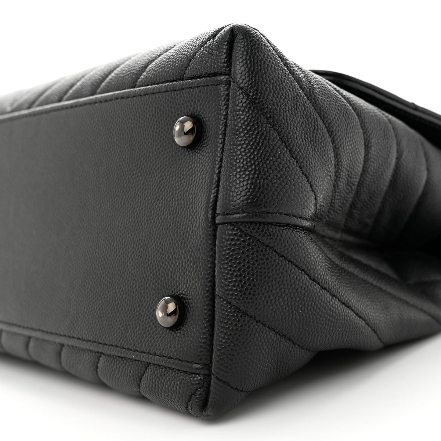 Caviar Chevron Quilted Small Coco Handle Flap So Black