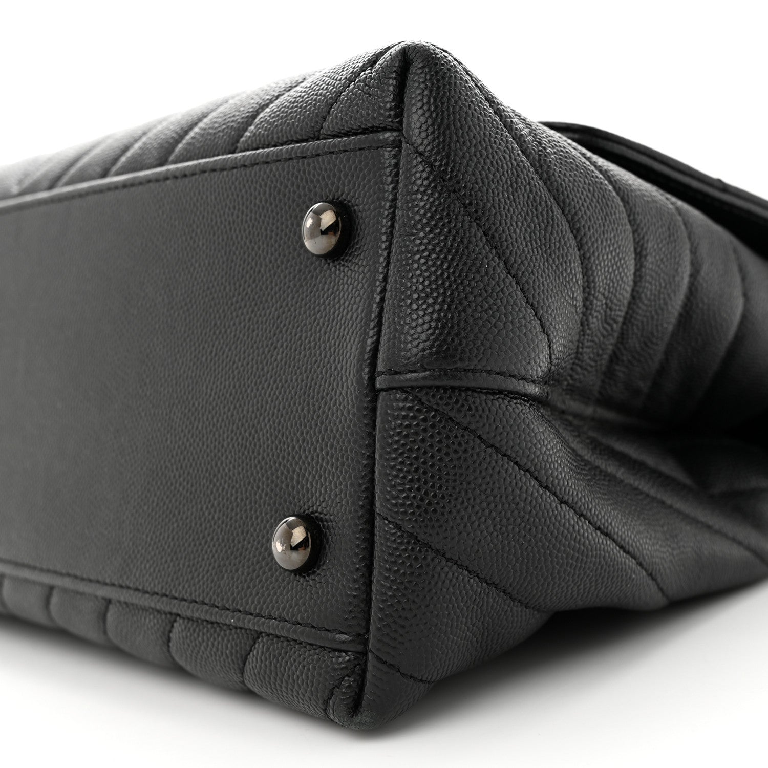 Chanel Caviar Chevron Quilted Small Coco Handle Flap So Black 10 of 14