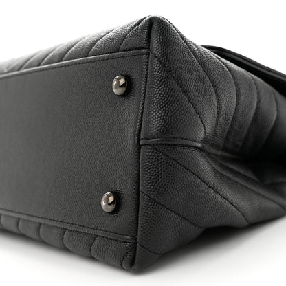 Chanel Caviar Chevron Quilted Small Coco Handle Flap So Black 10 of 14