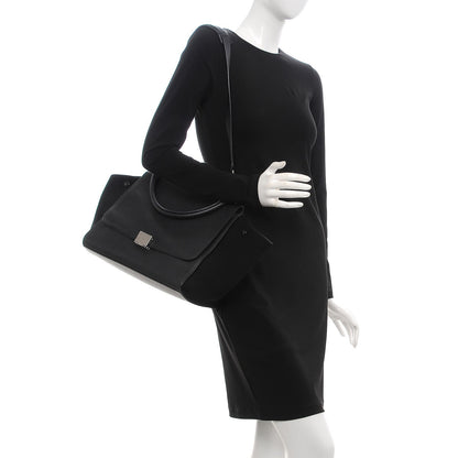 Celine Drummed Calfskin Suede Medium Trapeze Black 2 of 7