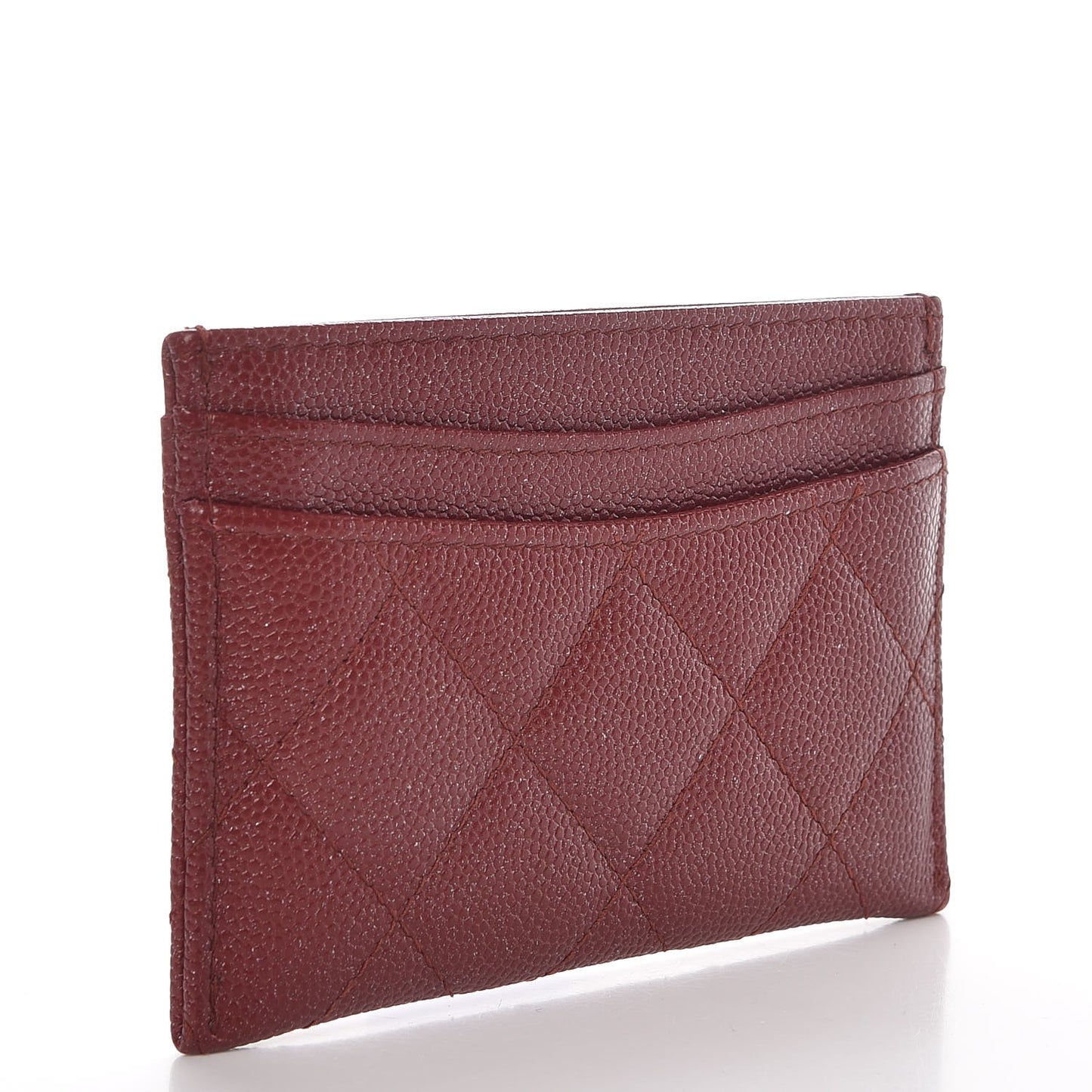 Iridescent Caviar Quilted Card Holder Burgundy