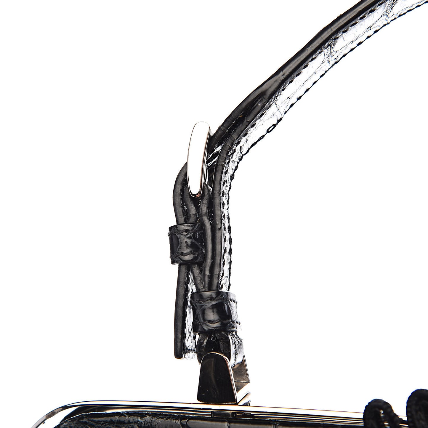 Shiny Crocodile Framed Bag Black