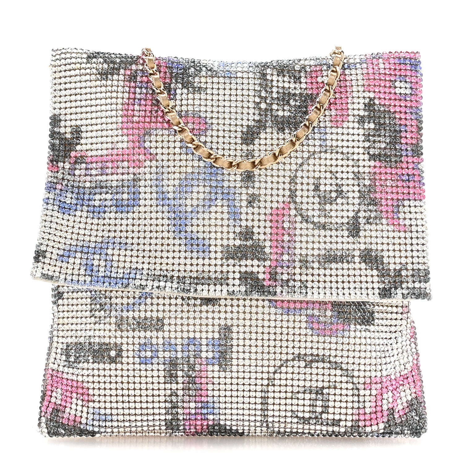 Chanel Satin Chainmail Crystal Graffiti CC Messenger Bag Silver Multicolor 1 of 10