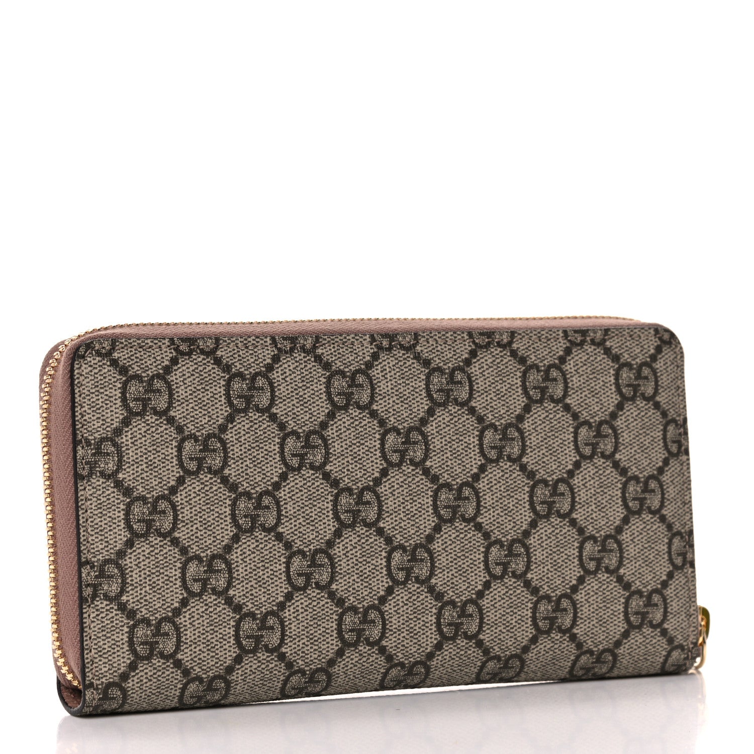 Gucci Dollar Calfskin GG Supreme Monogram GG Marmont Zip Around Wallet Porcelain Rose Beige Ebony 3 of 10