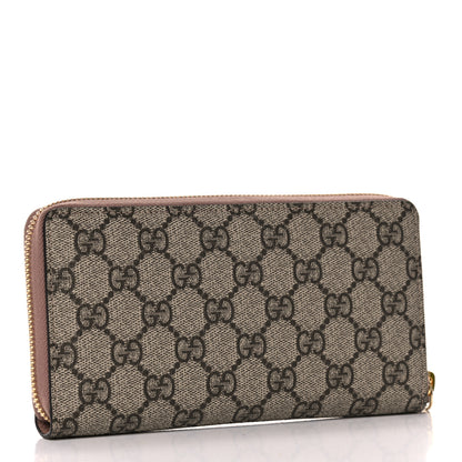 Gucci Dollar Calfskin GG Supreme Monogram GG Marmont Zip Around Wallet Porcelain Rose Beige Ebony 3 of 10
