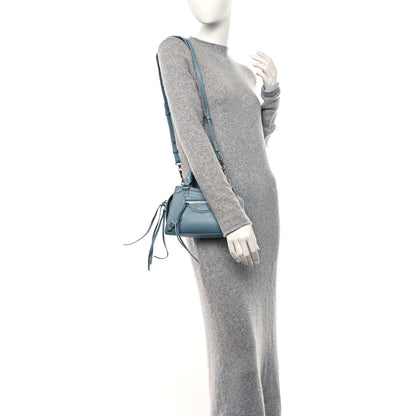 Balenciaga Grained Calfskin Neo Classic Silver Hardware Mini City Blue Grey 2 of 10