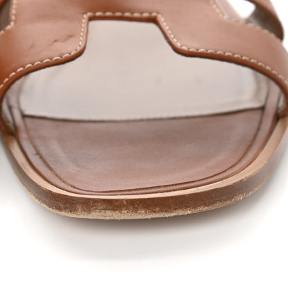 Hermes Box Calfskin Oran Sandals 38.5 Gold 12 of 14