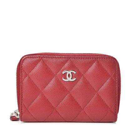 Chanel Caviar Quilted Zip Coin Purse Dark Red 1 of 8