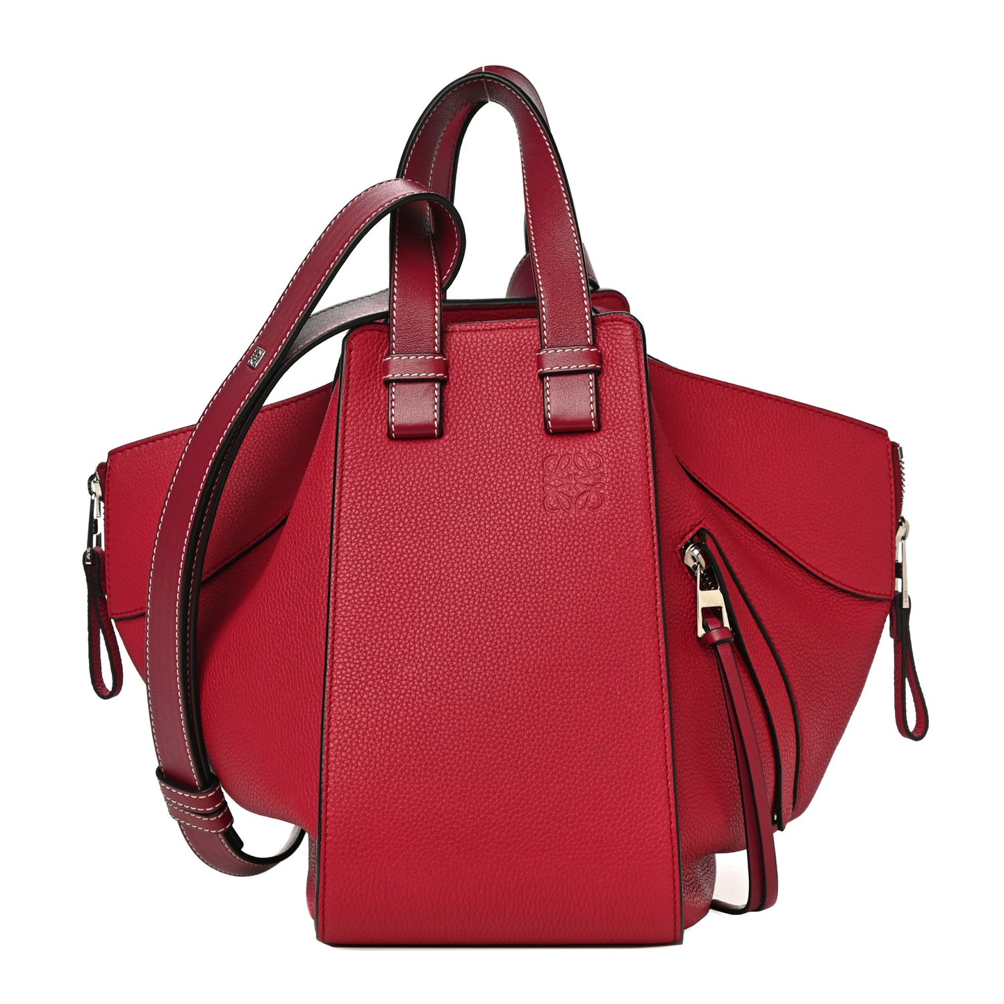 Grained Calfskin Small Hammock Shoulder Bag Raspberry