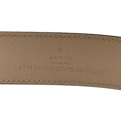 Gucci GG Supreme Monogram Matte Plutone Calfskin Double G 40mm Belt 75 30 Beige Mystic White Oatmeal 3 of 6