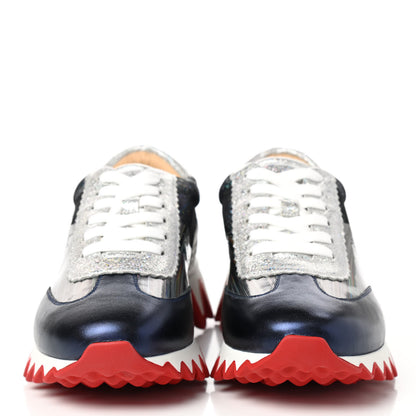 Christian Louboutin Laminated Nappa Calfskin Disco Queen Womens Loubishark Sneakers 38 Multicolor 2 of 9