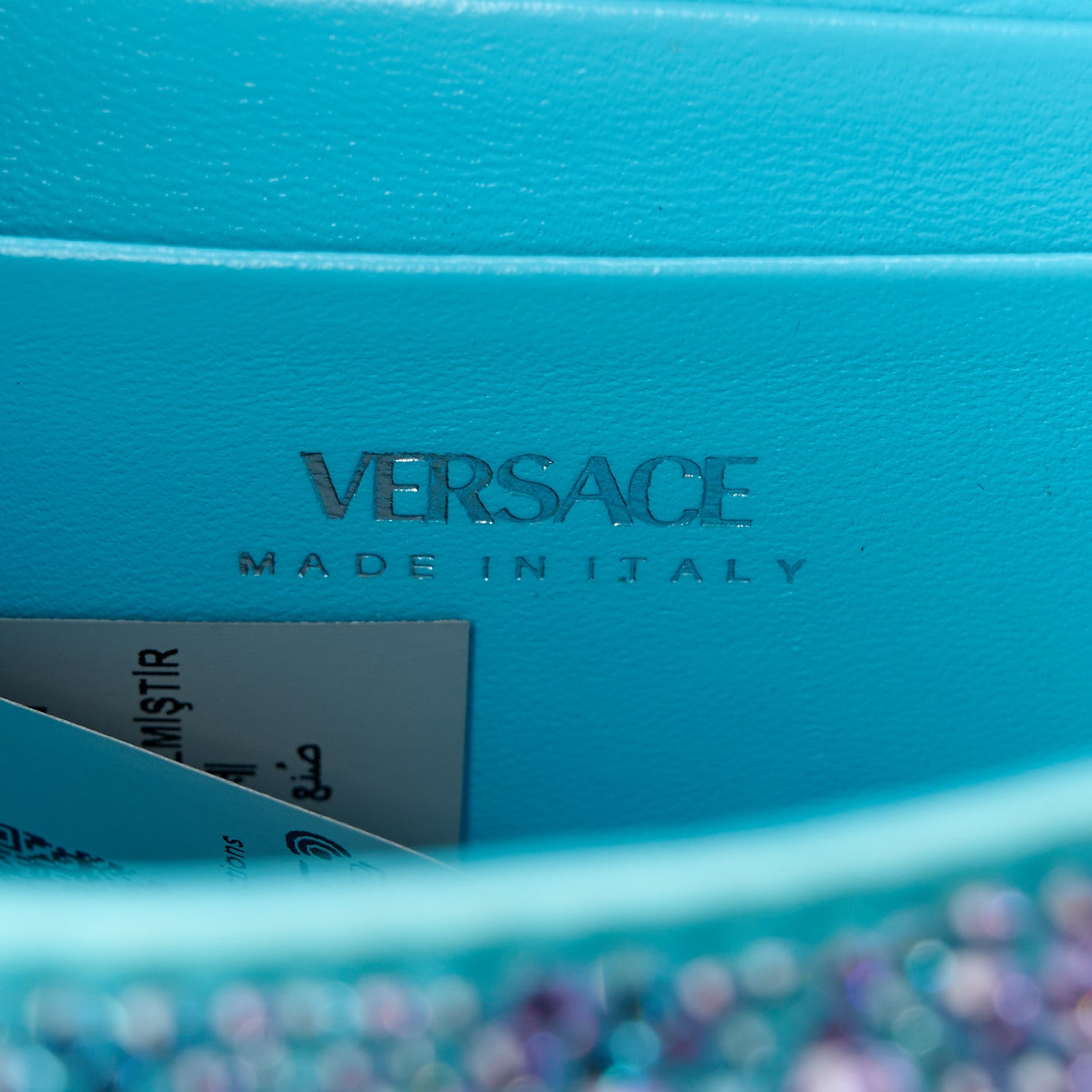 Versace Satin Crystal Studded Mini La Medusa Bag Blue 6 of 10
