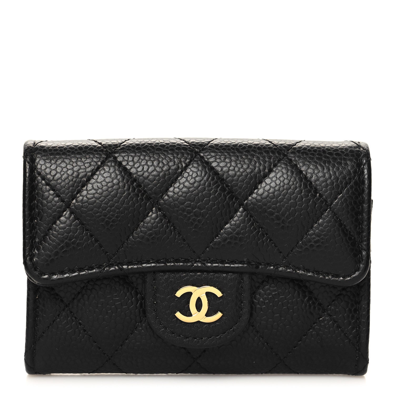 Chanel Caviar Quilted Flap Card Holder Wallet Black 1 of 10