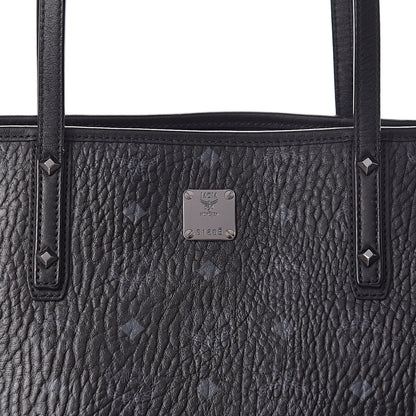 MCM Visetos Medium Anya Zip Top Shopper Tote Black 6 of 10