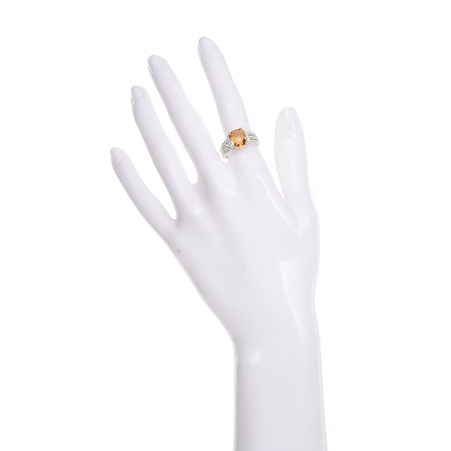 Sterling Silver Diamond Citrine 10mm Petite Wheaton Ring 52 6