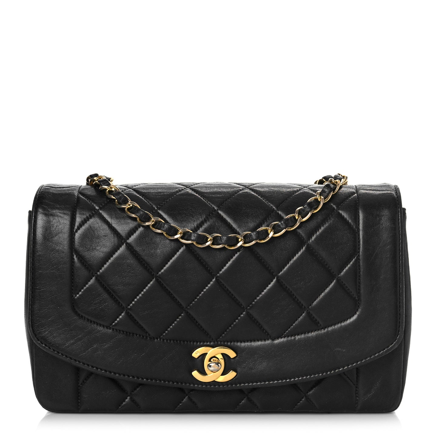 Lambskin Quilted Medium Single Flap Black
